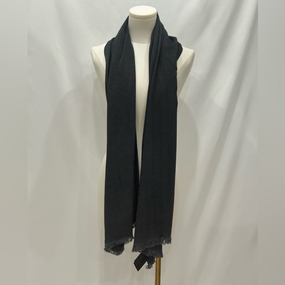 H&M Accessories - H&M Charcoal Viscose Fringe Scarf — Soft Lightweight Herringbone Wrap Unisex